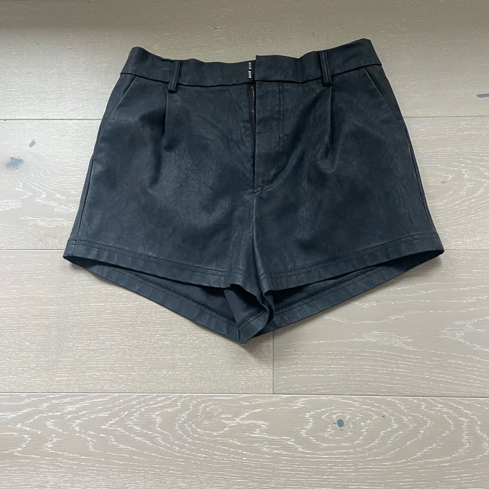 Black Faux Leather/suede Women's Shorts
